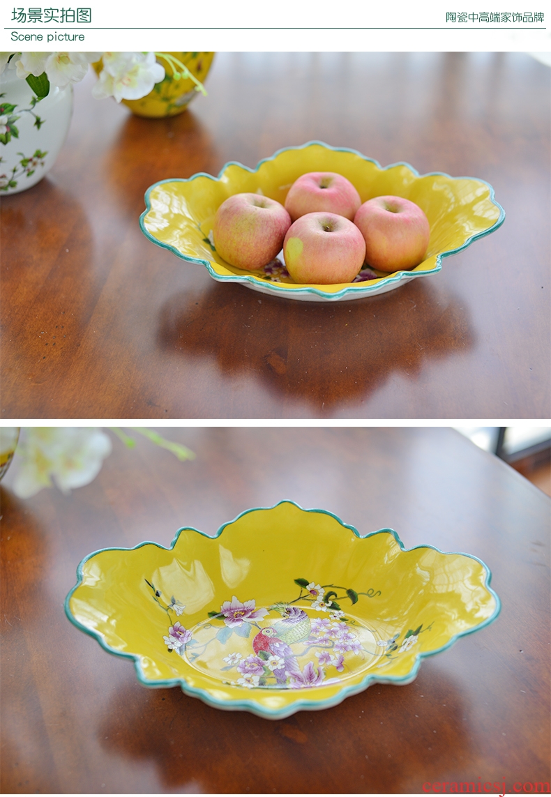 Murphy 's new Chinese style classical checking ceramic fruit bowl American country restaurant dried fruit snacks sitting room tea table plate