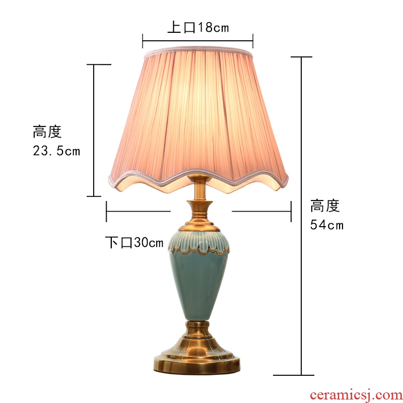 American simple ceramic desk lamp lamp of bedroom the head of a bed warm romantic move study marriage room sitting room dimmer remote control
