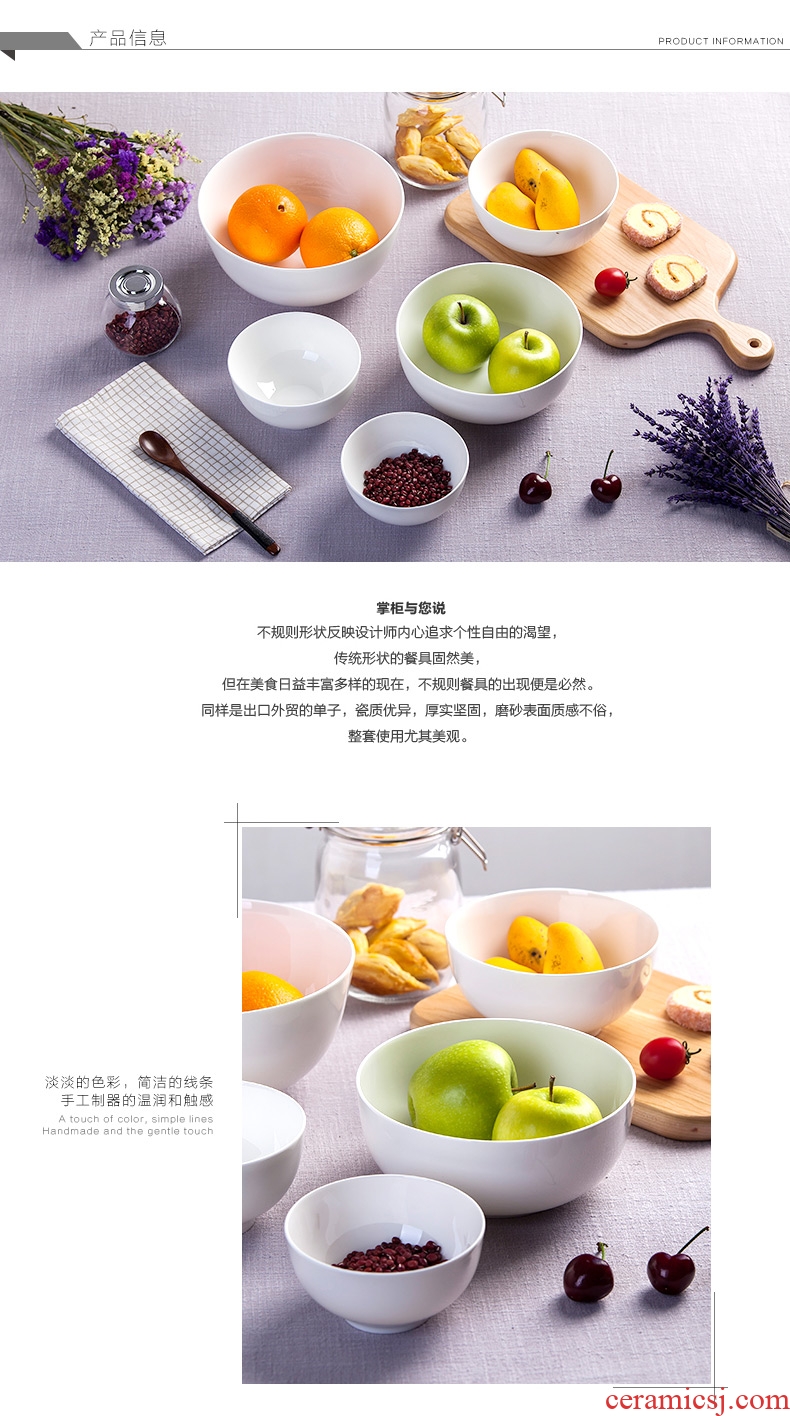 Jingdezhen pure white ipads China tableware bowl bowl rainbow such as bowl dish bowl of soup bowl mercifully rainbow such as to use the size of the bowl