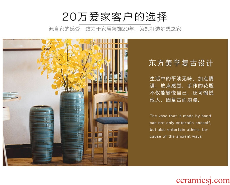 Jingdezhen ceramic big vase colored glaze flower arranging landing place villa living room flower implement contracted and I retro POTS - 562910663451