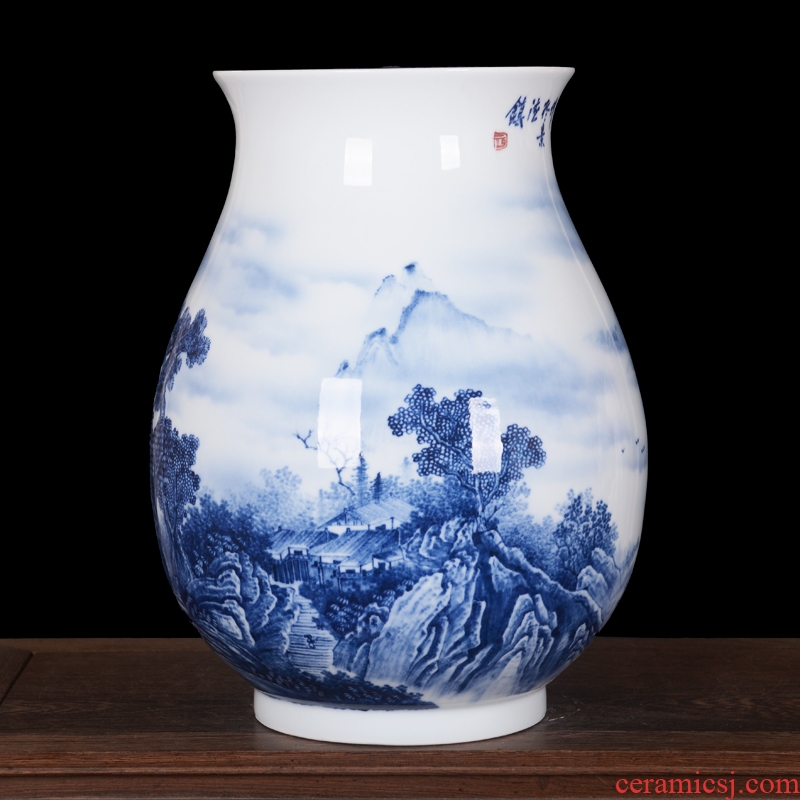 Jingdezhen ceramic master of high-grade hand-painted sitting room place jinxiu jiangnan vase household decoration process