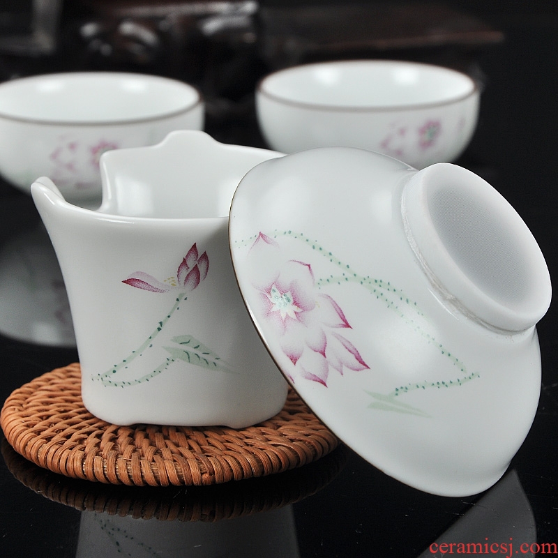 DH jingdezhen tea sets of household ceramics tureen tea cups of a complete set of Chinese contracted kung fu tea set