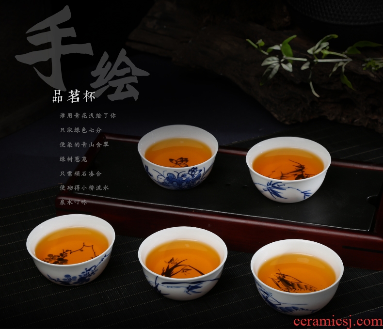Jingdezhen ceramic sample tea cup hand-painted kung fu tea master cup personal cup single cup small cup bowl cups