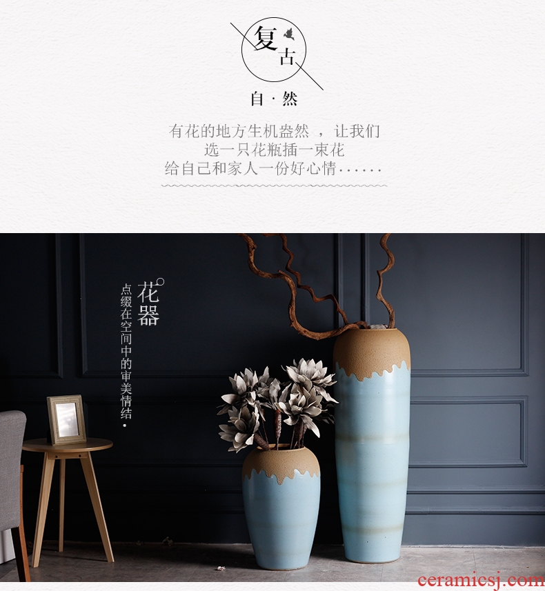 Artistic ceramic restoring ancient ways of large vases, dry flower POTS to I and contracted white thread gun barrel pot sitting room place - 556964038456