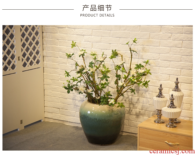 Jingdezhen ceramics green glaze landscape painting and calligraphy tube quiver scroll sitting room place, the study of large cylinder vase - 552281065024