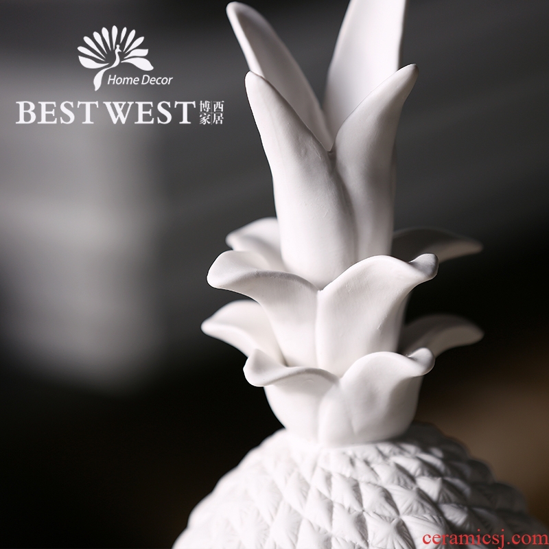 【 for 】 pineapple furnishing articles matte white ceramic soft adornment ornament adornment of contemporary and contracted sitting room wine