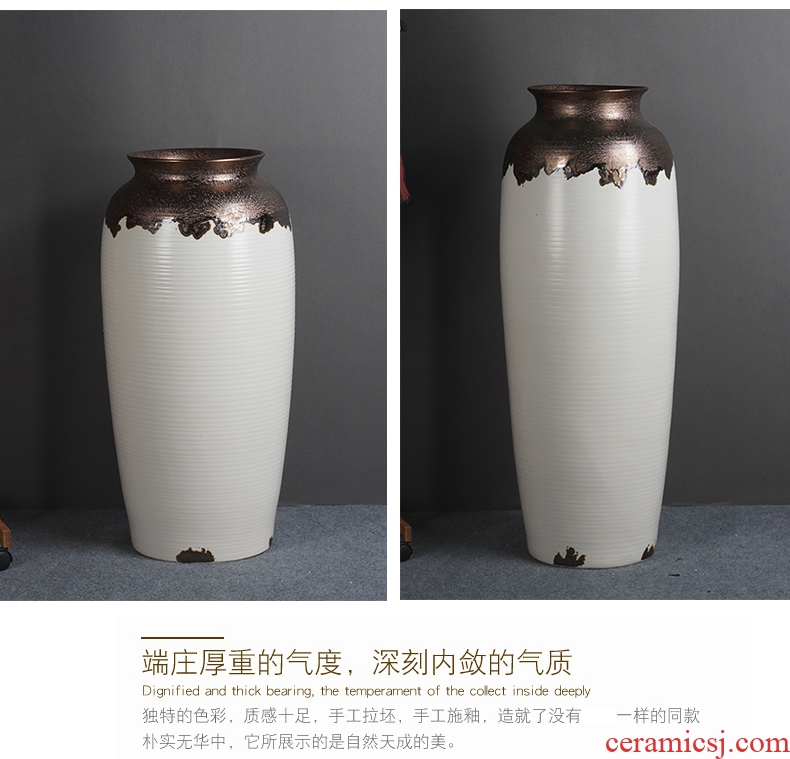 Ceramic floor big dried flower vase planting sitting room place hotel villa covers coarse pottery restoring ancient ways do old creative decoration - 556635956570