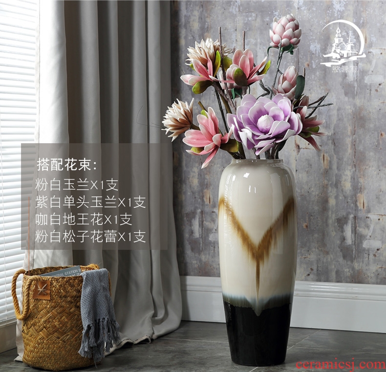 Soft outfit hall how ceramic flower pot with a wooden furnishing articles large sitting room ground vase household decoration ideas - 569562031184