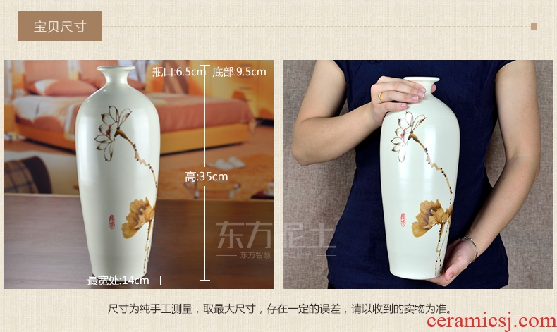 Oriental soil of new Chinese style ceramic vase furnishing articles furnishing articles TV ark, three - piece suit the sitting room porch partition lotus bottle