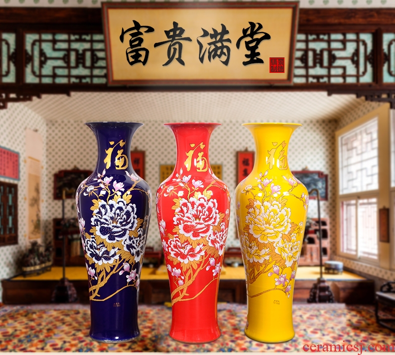 Jingdezhen large sapphire blue pottery and porcelain vases, flower arranging archaize sitting room of Chinese style household decorations TV ark, furnishing articles - 543847321570