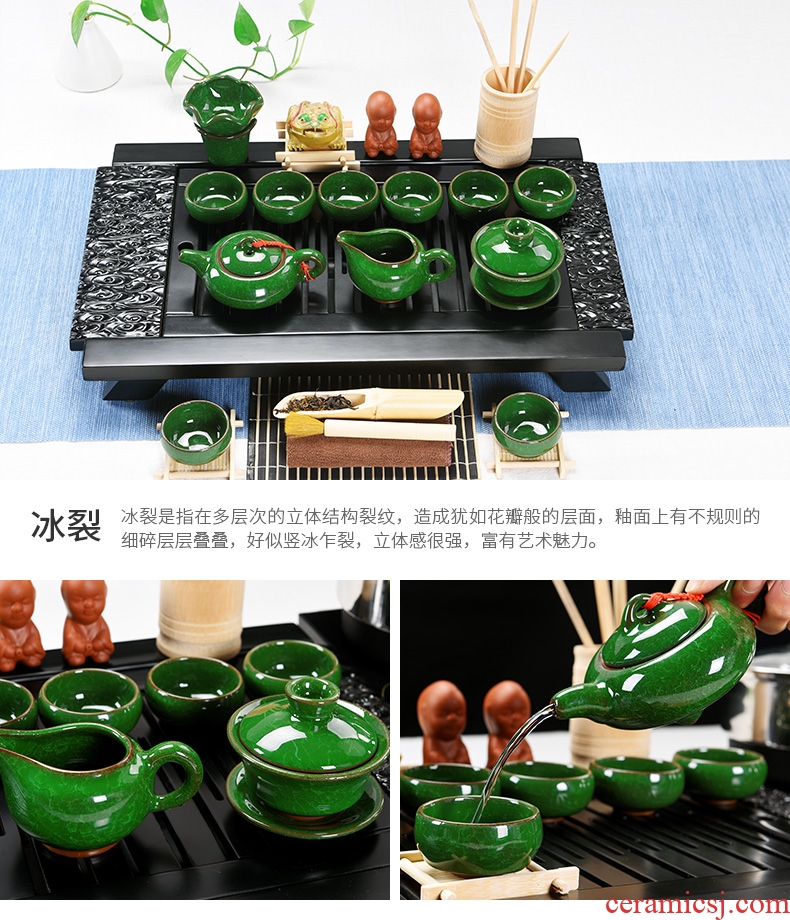 The cabinet kung fu tea set small household contracted and I tea table solid wood tea tray of a complete set of ceramic teapot teacup