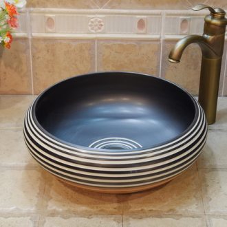 JingYuXuan jingdezhen ceramic lavatory basin basin sink art on black and white o shallow basin of the thread