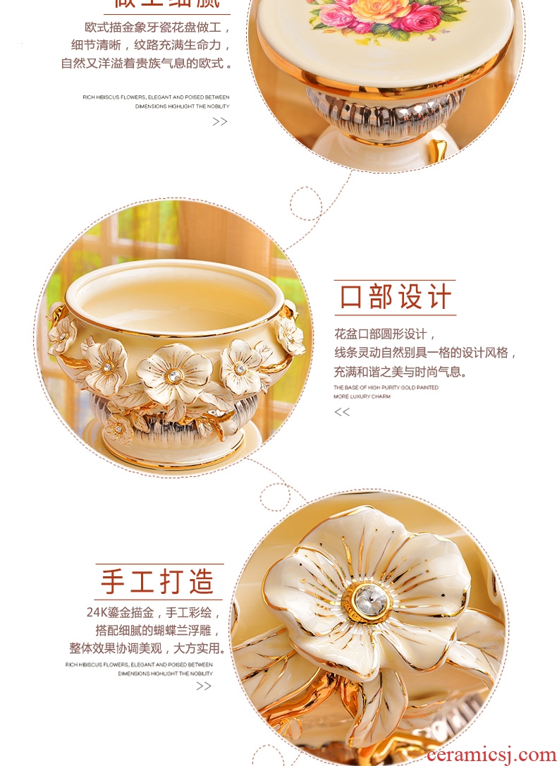 Jingdezhen light key-2 luxury of new Chinese style ceramic furnishing articles sitting room big vase flower arranging European - style decoration decoration landing - 550780783520