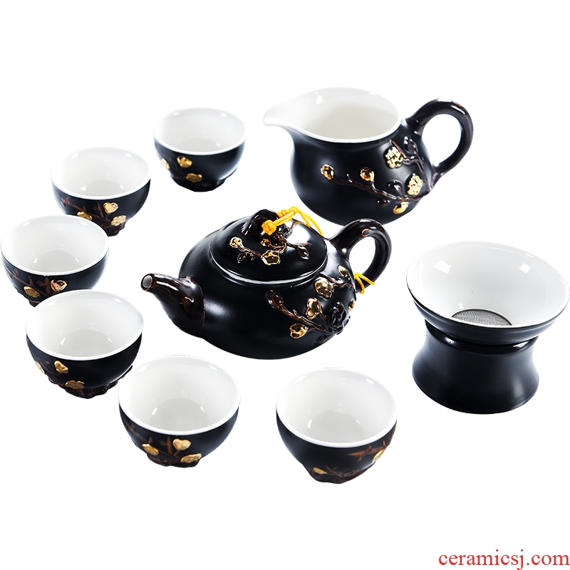 Antique Japanese porcelain god contracted ceramic kung fu tea set household hand - made paint teapot teacup gift boxes