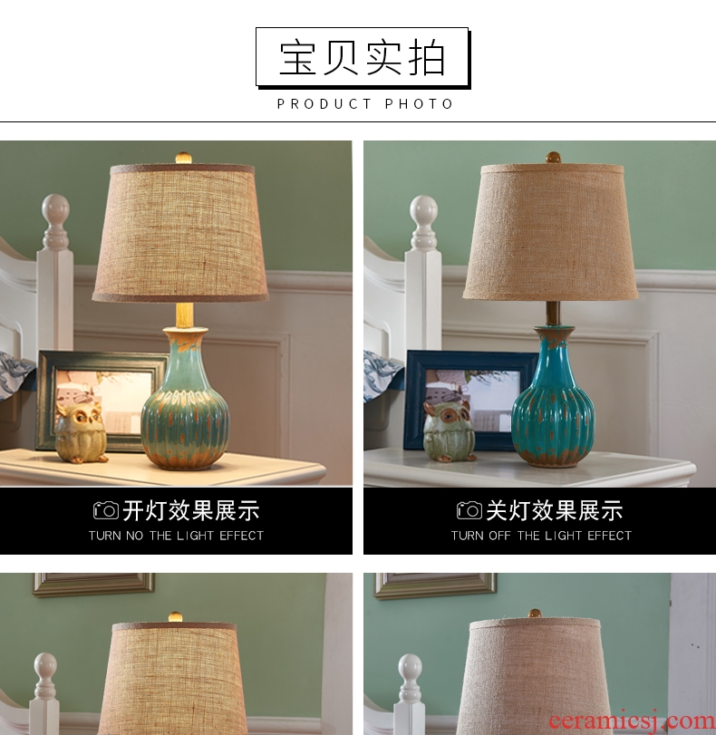 American restore ancient ways small desk lamp bedroom berth lamp European ceramic contracted and contemporary sitting room warm warm light married marriage room