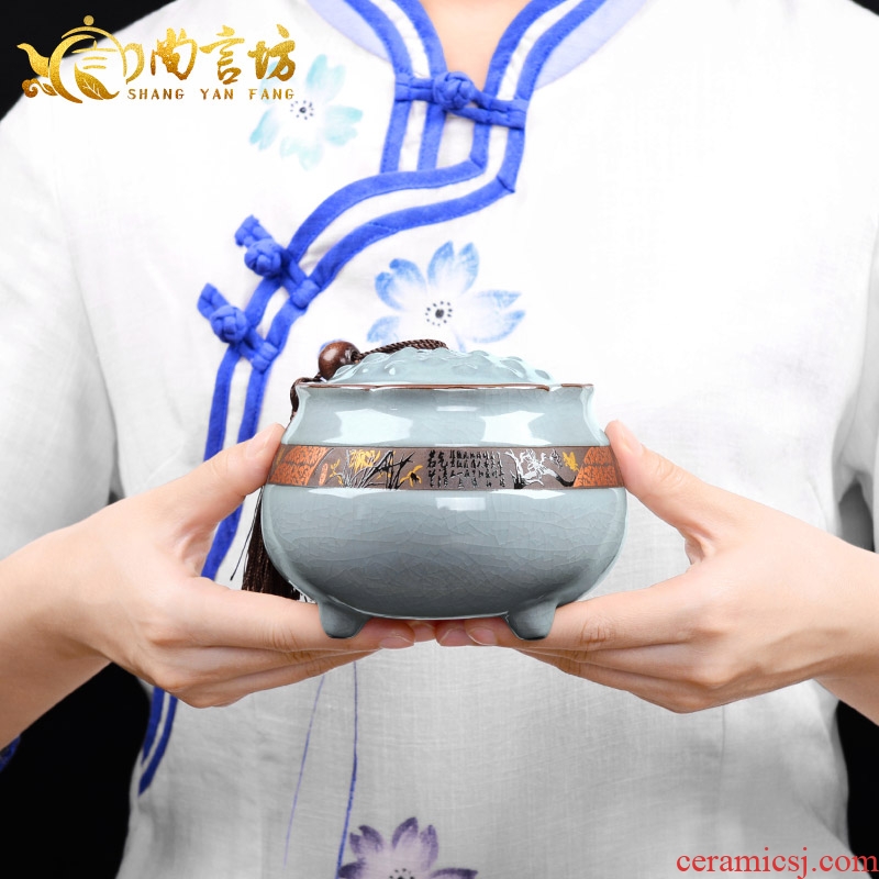 It still fang tea large bucket of pu - erh tea pot seal box elder brother up caddy fixings ceramic household