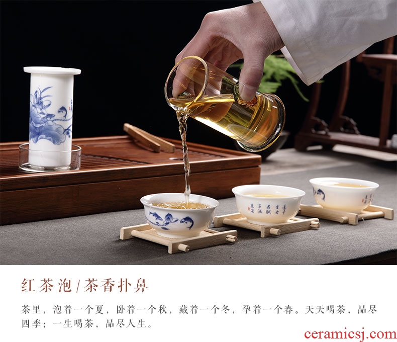 Recreational product kung fu tea tea tea set of blue and white porcelain tea ware ceramic glass teapot tea