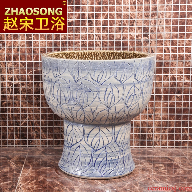European household ceramics restoring ancient ways conjoined basin of Chinese style mop mop pool balcony floor mop pool size 40 cm