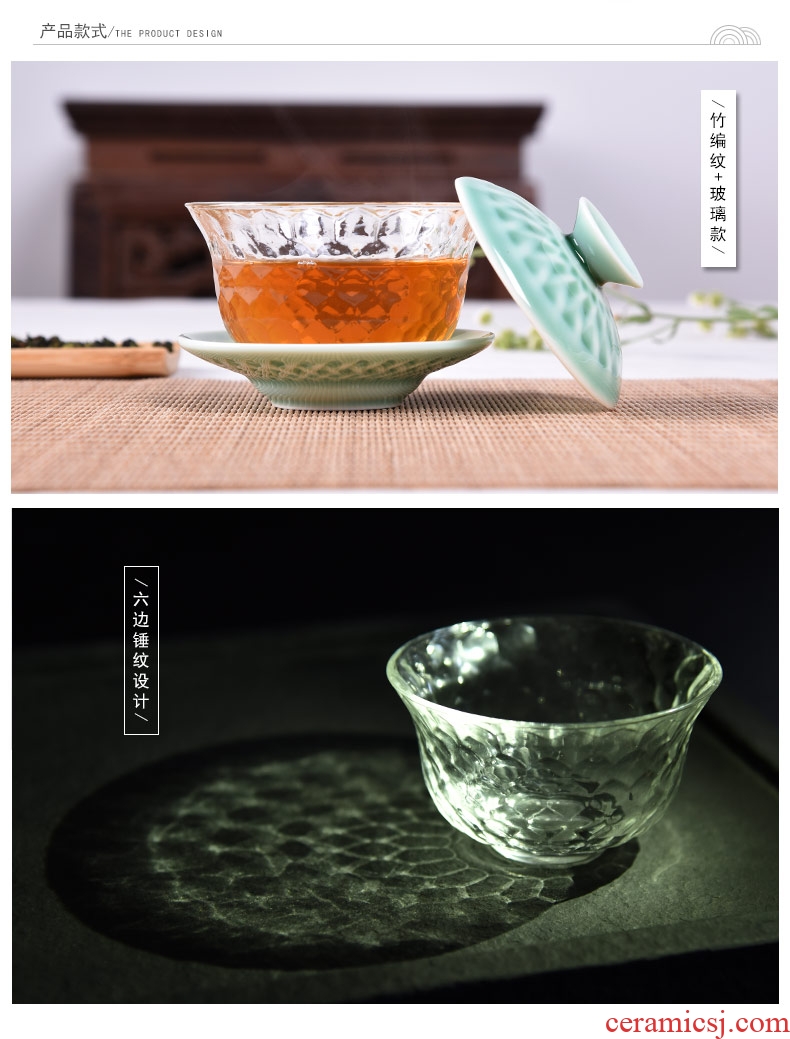 HaoFeng ceramic only three tureen kung fu tea set household glass bowl large Japanese contracted the teapot tea accessories