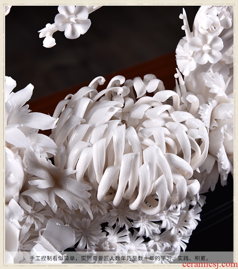 Oriental soil dehua hand knead ceramic flower art business opening furnishing articles four seasons of flowers/D13-114