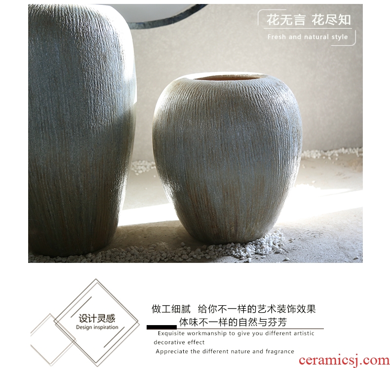 Ceramic floor big dried flower vase planting sitting room place hotel villa covers coarse pottery restoring ancient ways do old creative decoration - 560667489156