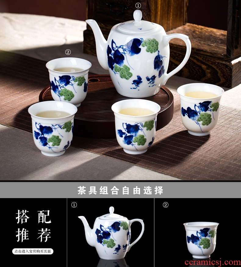 Jingdezhen ceramic high - capacity cool household single pot of hand - made kung fu tea tea kettle narrow single pot teapot
