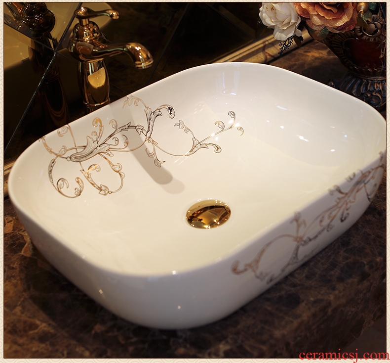 European stage basin square ceramic art basin basin bathroom sink to wash your hands more upset contracted