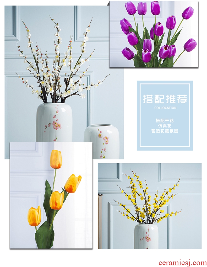 Jingdezhen ground vase large - sized ceramic furnishing articles I and contracted home sitting room decorates porch retro flower arranging big - 572877556006