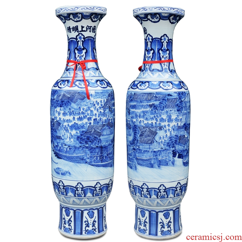 Jingdezhen ceramics hand - made dragon wear flowers blooming flowers large vase furnishing articles of I sitting room opening gifts - 532023737350