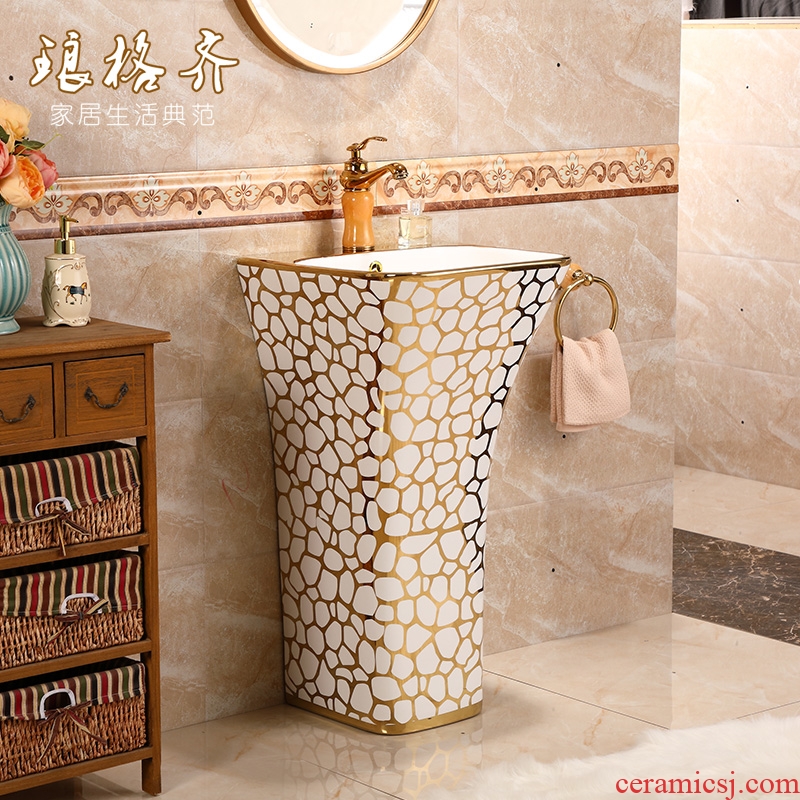 Ceramic basin of pillar type lavatory floor pillar lavabo basin integrated luxury toilet basin of vertical column