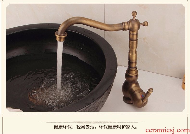 Jingdezhen all the single copper basin faucet heightened single - hole, bibcock lavabo general hot and cold water tap
