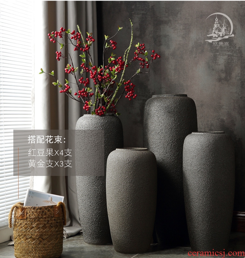 Jingdezhen blue and white ceramics hand - made peony landing big vase home sitting room adornment hotel furnishing articles - 568908795064