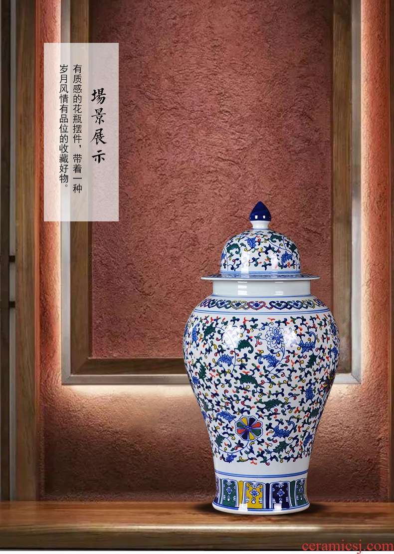 Jingdezhen chinaware big vase manual hand - made peony flower arranging new Chinese style living room TV cabinet decoration furnishing articles - 569203857099