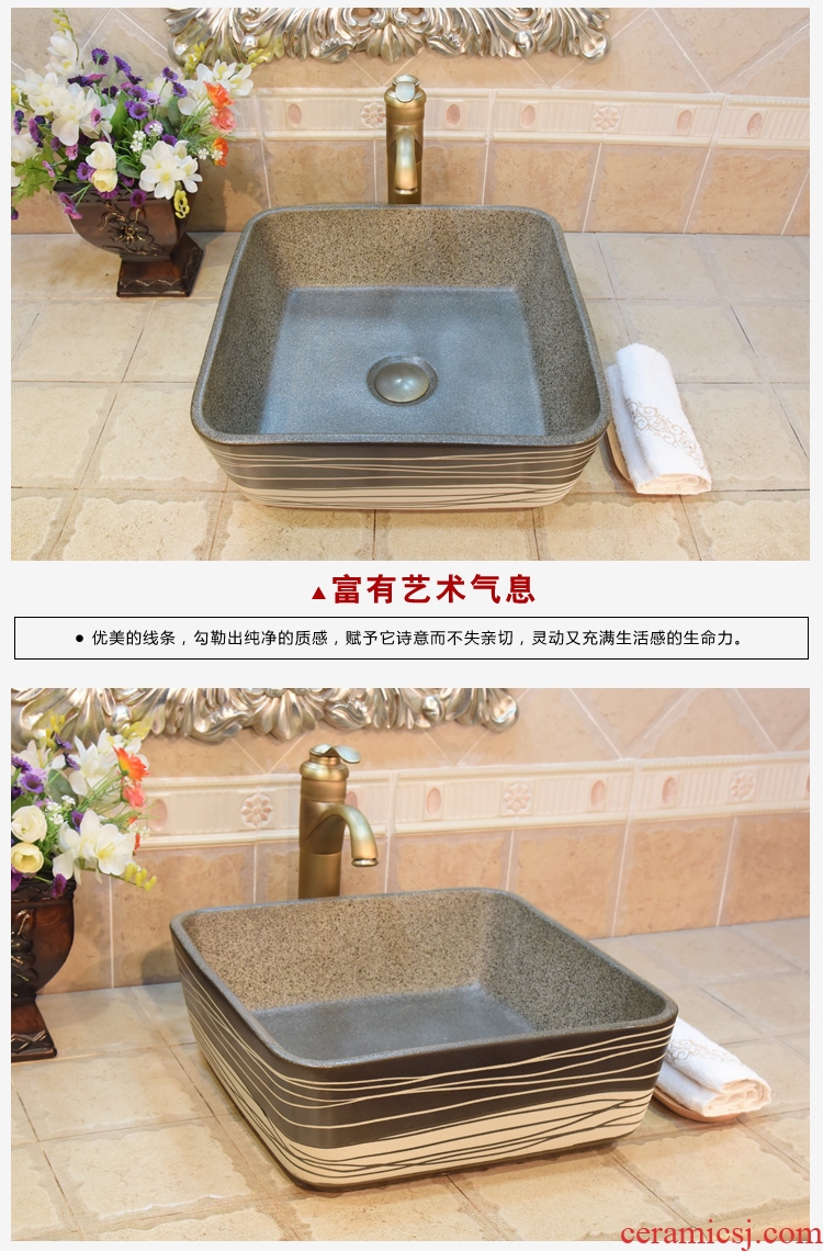 JingYuXuan jingdezhen ceramic lavatory basin, art basin sink the stage basin square coil, black and white