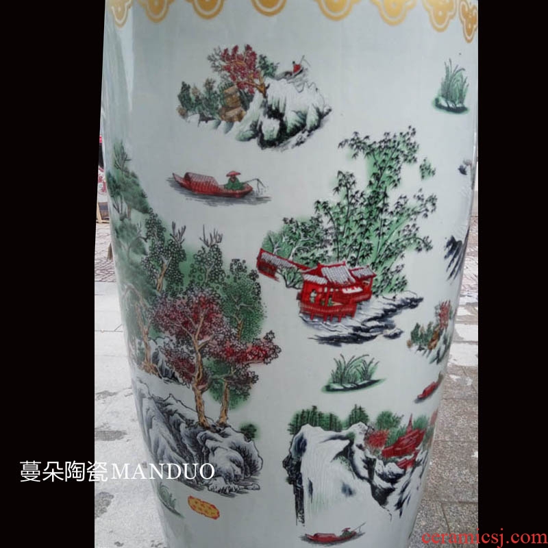 Jingdezhen ceramic antique hand - made large blue and white porcelain vase furnishing articles flower arranging new Chinese style living room porch decoration decoration - 13112539610