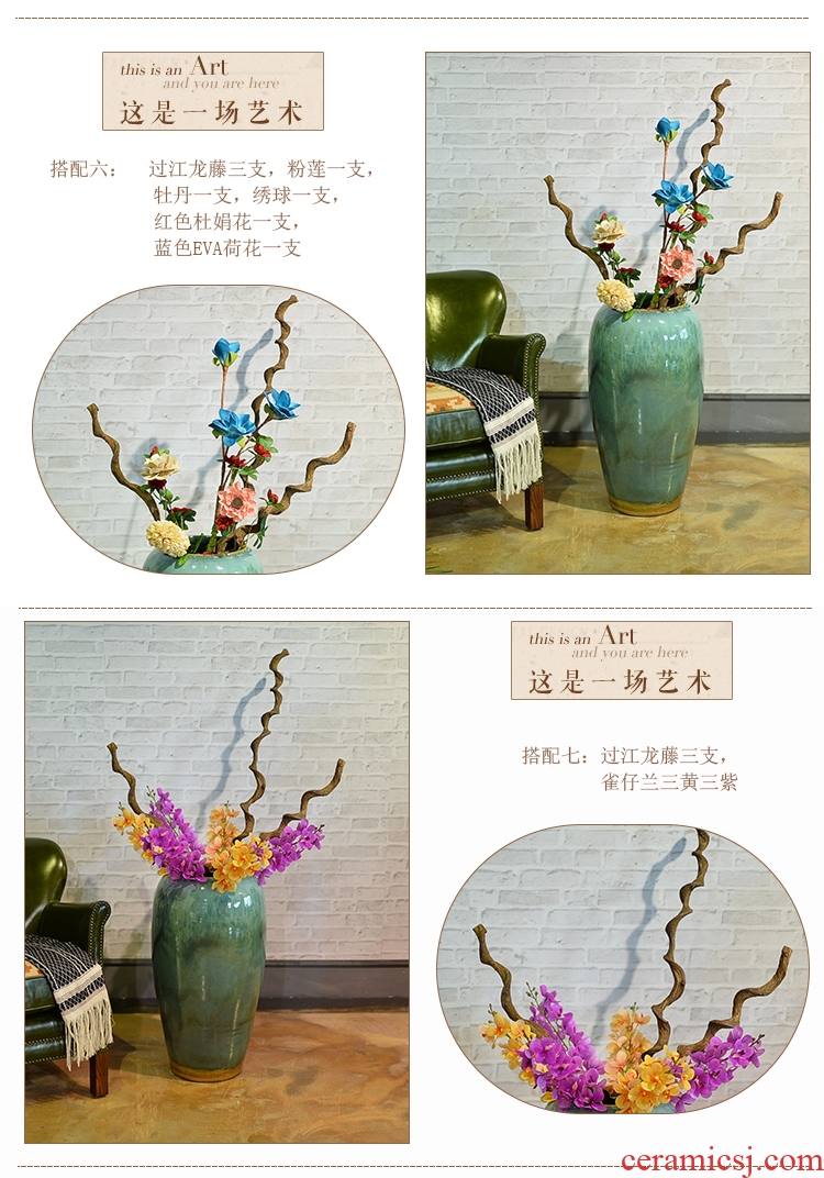 Chinese style restoring ancient ways of large vases, ceramic furnishing articles pottery sitting room hotel decoration flower arranging dried flowers thick ceramic bottle - 537234824282