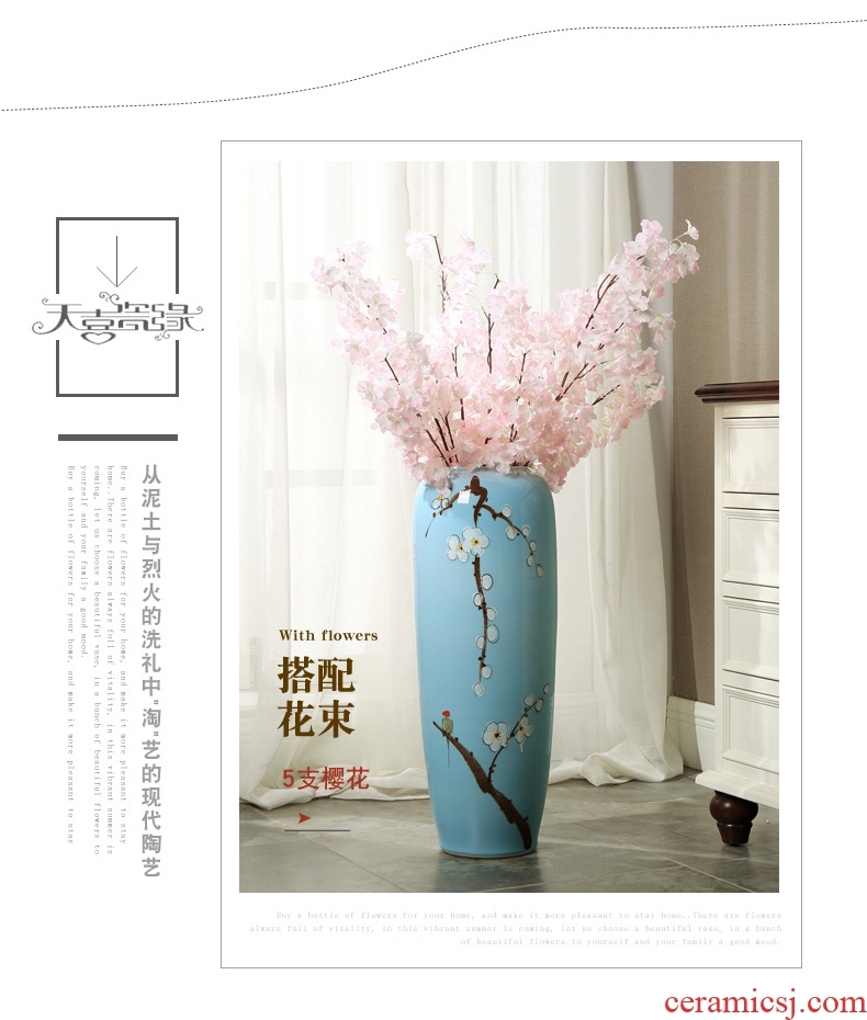 Jingdezhen ceramic furnishing articles of Chinese calligraphy circle big flower implement clear soup WoGuo flower arranging furnishing articles porcelain vase villa - 560410615172