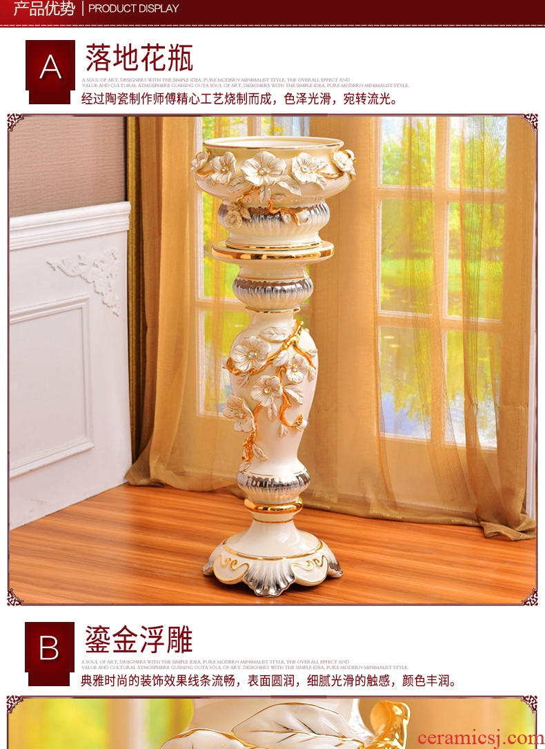 Jingdezhen ceramics sitting room big vase hand carved harbinger figure sitting room landing large household furnishing articles - 550780783520