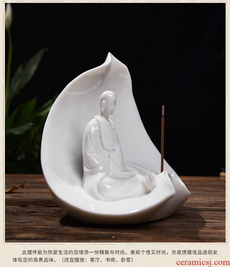 Oriental soil dehua white porcelain sculpture art furnishing articles ceramic decoration/ChanYu floral D46-033