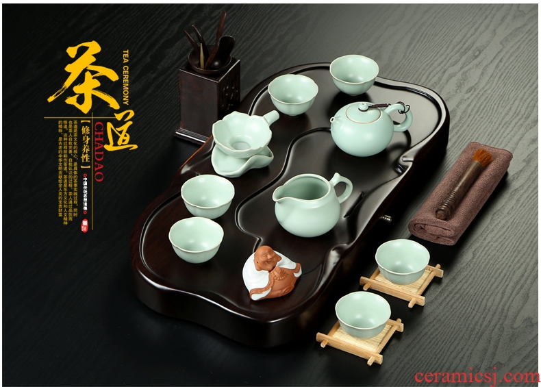 Friend is ceramic tea set brother your kiln kiln of a complete set of kung fu tea set the whole piece of ebony tea tray tea table