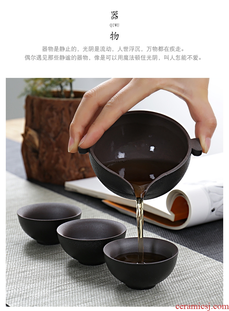 Famed ceramic crack cup a pot of 2 cup travel coarse ceramic tea set suit portable is suing kung fu tea pot two cups