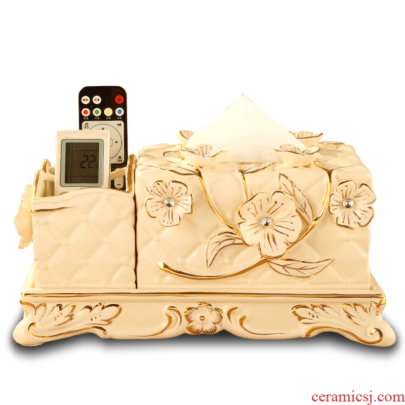 Vatican Sally 's sitting room key-2 luxury European - style tissue box multi - purpose ceramic smoke box the receive remote desktop furnishing articles