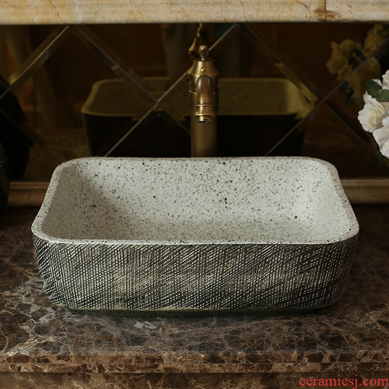 Jingdezhen ceramic art stage basin of archaize hotel for wash basin carved rectangular toilet lavabo