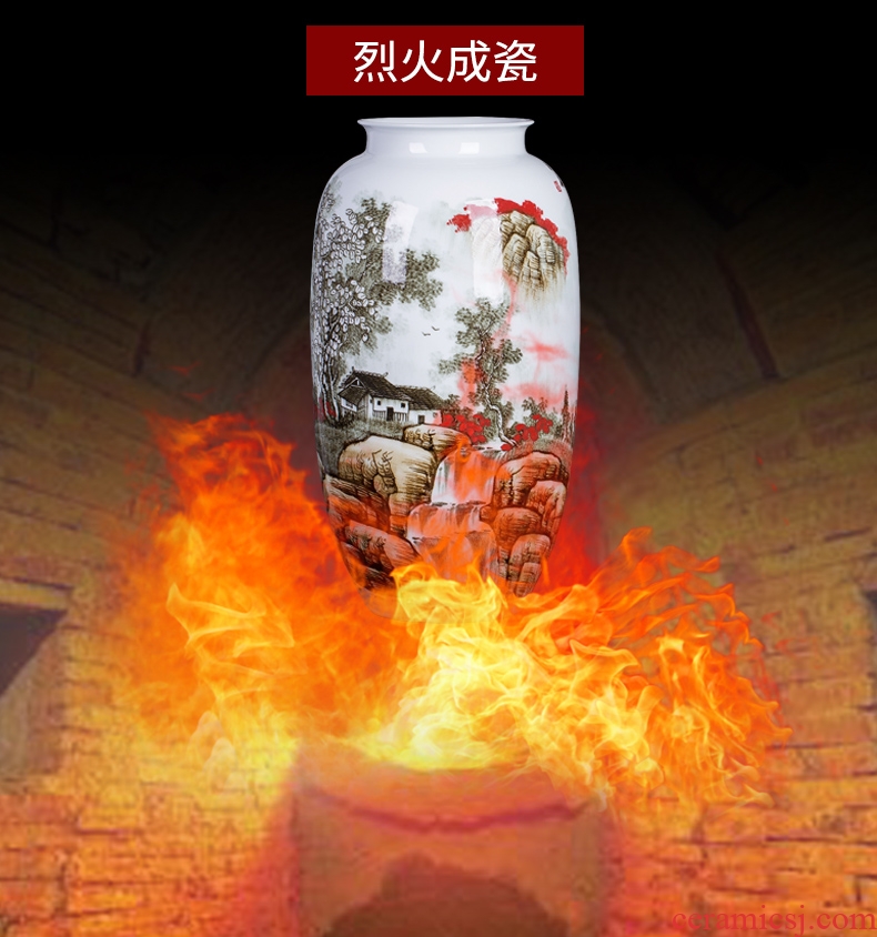 Jingdezhen ceramics large hand - made vase wucai landscape bright future landing stateroom decorative furnishing articles - 569127166339