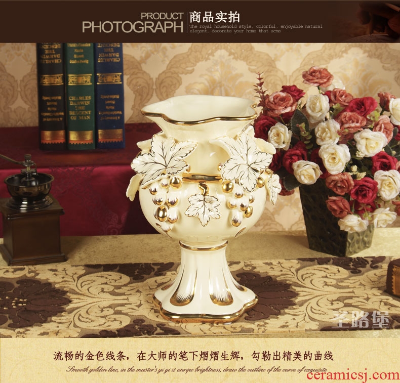 Jingdezhen ceramics colored enamel landing large gourd vases, feng shui living room home furnishing articles - 43468321060