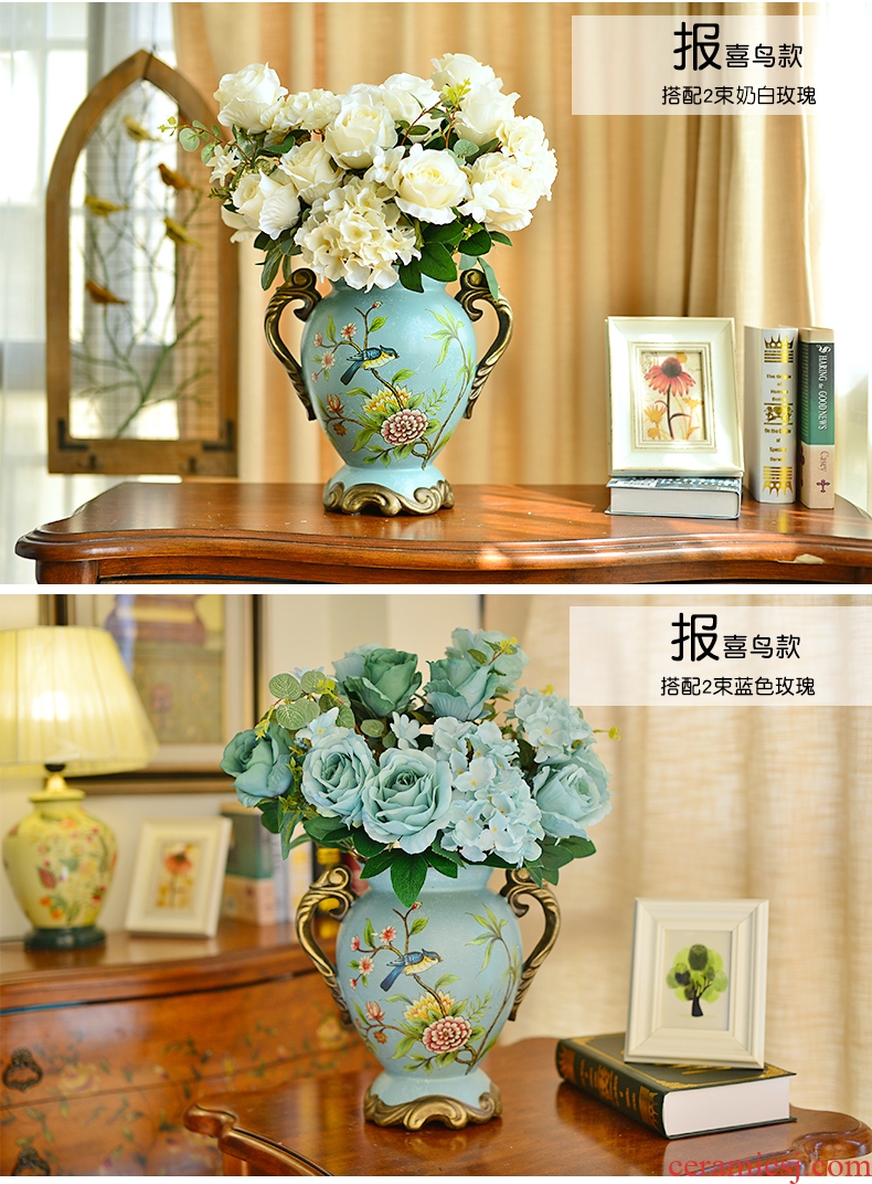 Murphy, American country ceramic vase European living room TV cabinet porch place dry flower art flower arranging device simulation