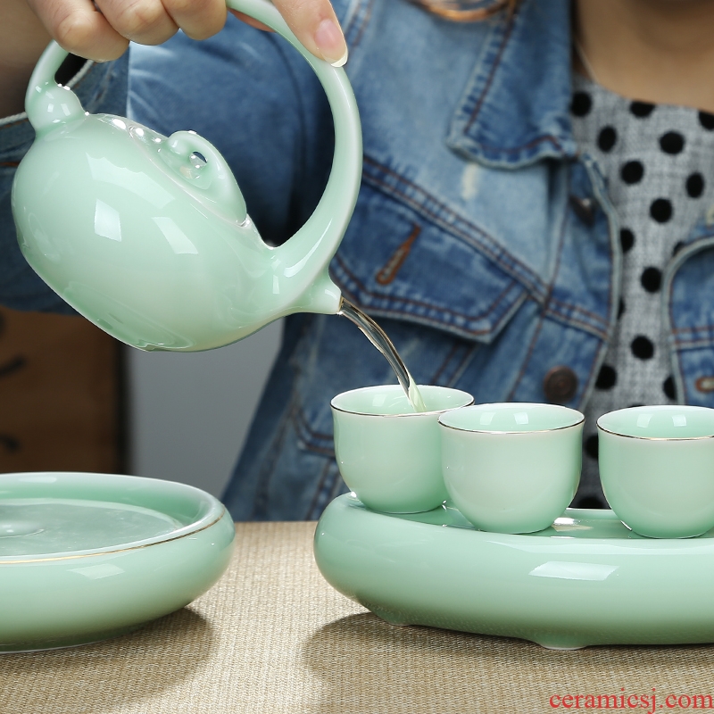 Friends are celadon ceramic dry tea tea sets tea tray was contracted a portable travel kung fu tea set the happiness