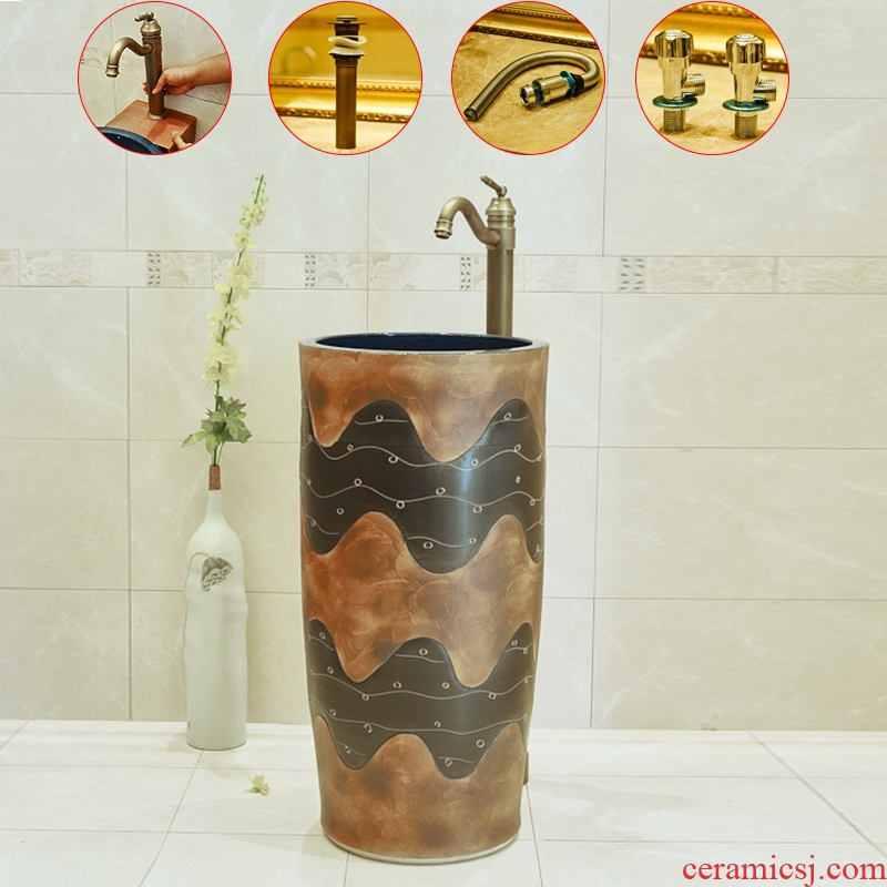 Jingdezhen ceramic basin toilet lavabo column column in the water of the basin that wash a face suit household art basin