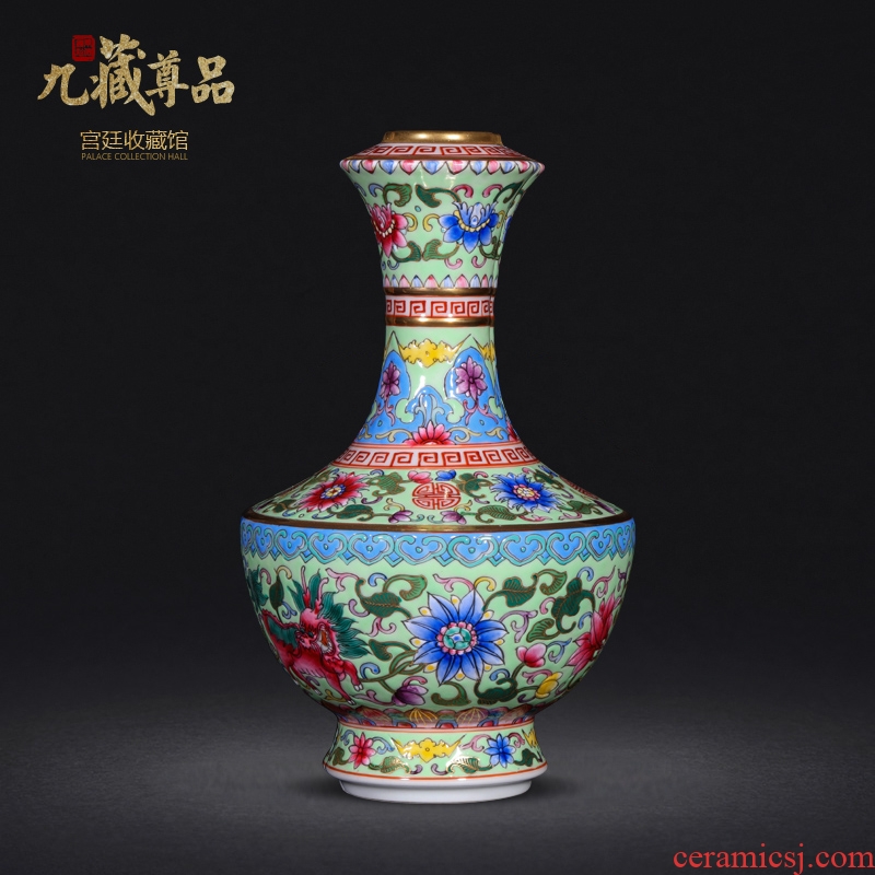 Jingdezhen ceramics antique hand-painted the colour green kirin enamel vase sitting room porch handicraft furnishing articles