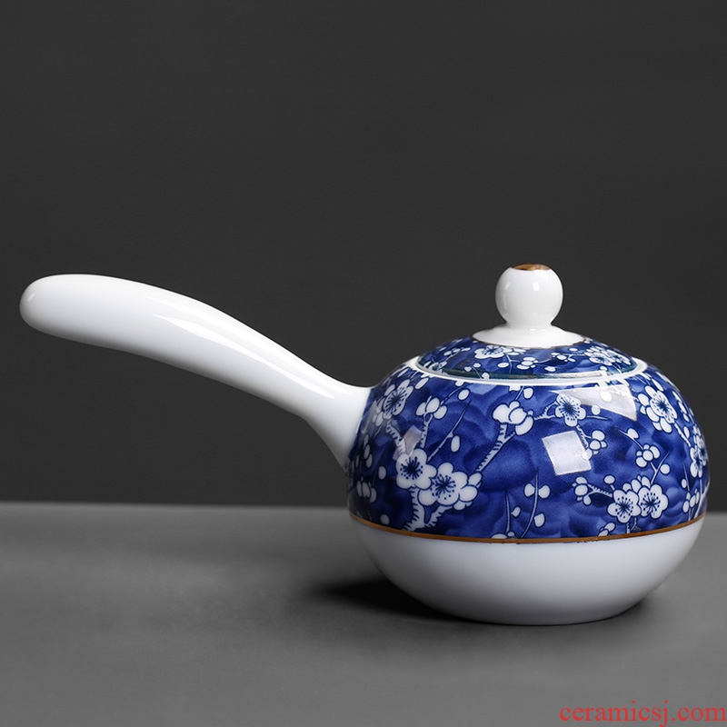 Royal elegant blue and white porcelain 5 side ceramic teapot kung fu tea tea filter with single pot of large